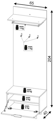 Predsieňová stena KLEO hnedá/grafit