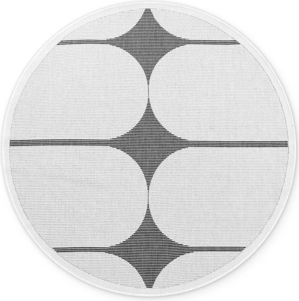 Kusový koberec Duet Bowen 106244 Black/White kruh - na von aj na doma, 160x160 (priemer) kruh, čiernobiela, chodba / predsieň, NORTHRUGS