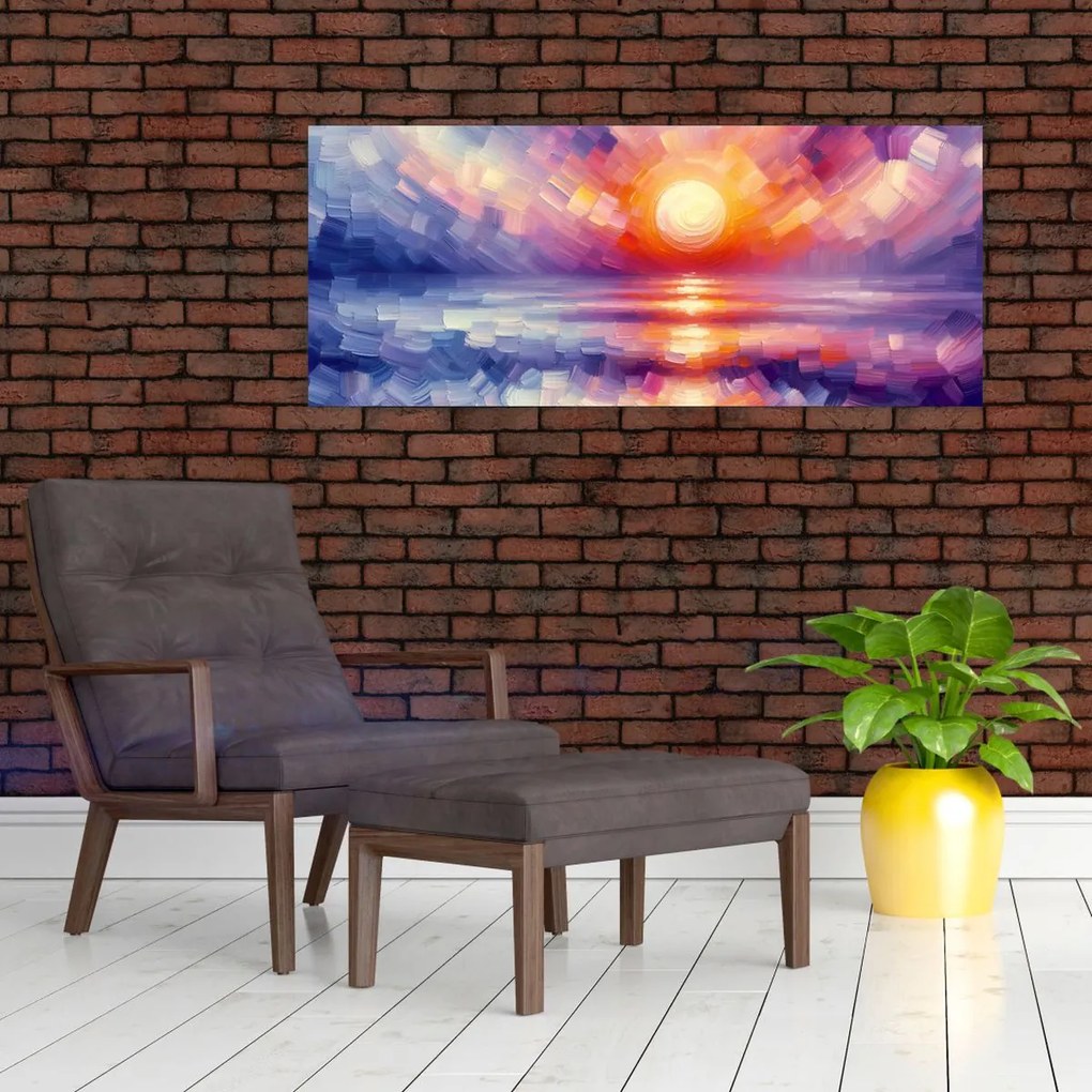 Obraz - Farebný umelecký západ slnka (120x50 cm)