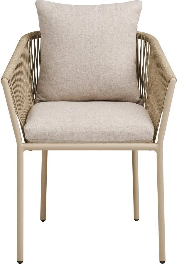 Béžová kovová/polstrovaná záhradná stolička Salerno – House Nordic