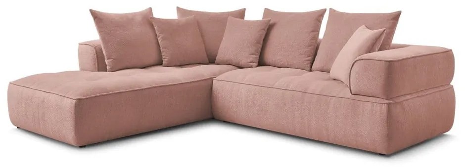 Ružová ženilková rohová pohovka (ľavý roh/do L) Whesley – Bobochic Paris