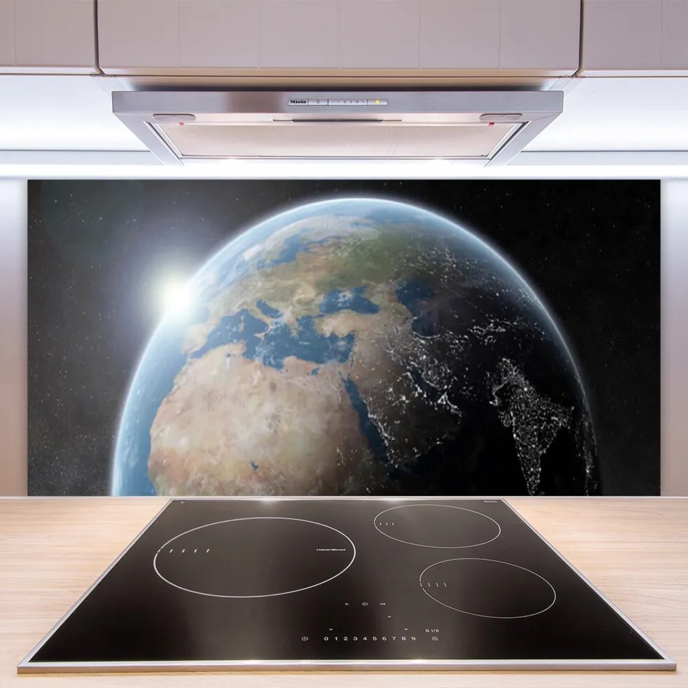 Sklenený obklad Do kuchyne Planéta zem vesmír 100x50 cm