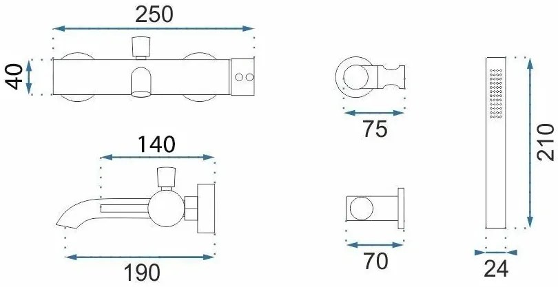 Rea Lungo Grip, vaňová batéria s ručnou sprchovou hlavicou, grafitová, REA-B2352