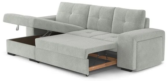 Rozkladacia sedačka s úložným priestorom a taburetom PALERMO, svetlosivá, ľavé prevedenie