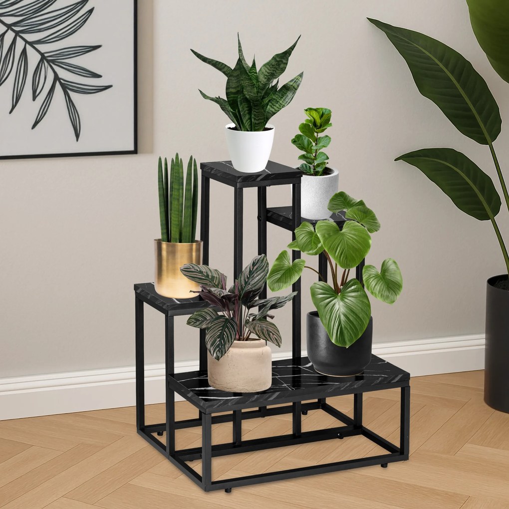 Kvetinový stojan ANTIRES čierny mramor