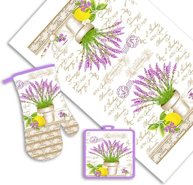 Kuchynský set LEVANDULE 3 ks