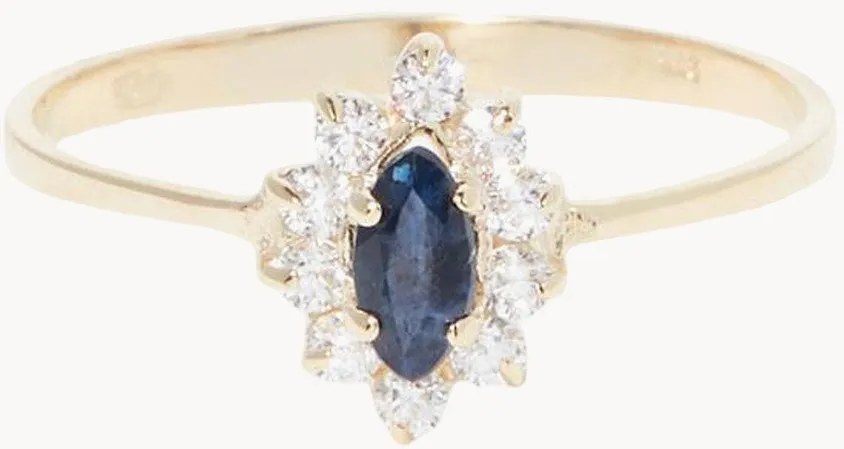Prsteň zo žltého zlata so zafírom Vera