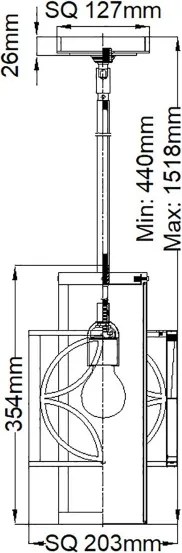 Feiss FE-REMY-P-C - Luster na tyči REMY 1xE27/60W/230V čierna/zlatá