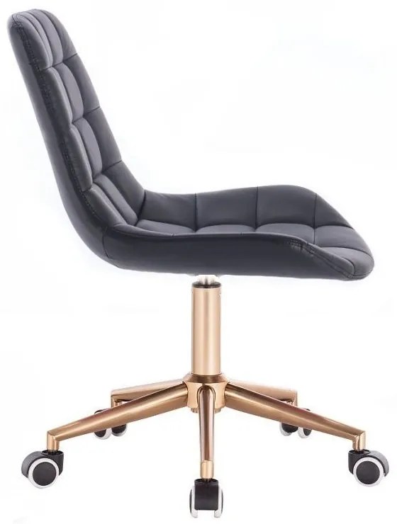 LuxuryForm DESIGN Stolička PARIS na zlatej podstave s kolieskami - čierna