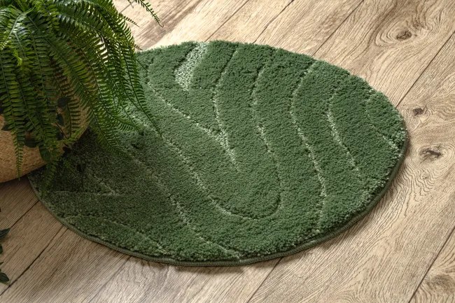 Kúpeľňový koberček SUPREME WAVES vlny, zelený kruh