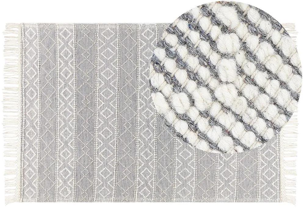 Vlnený koberec 160 x 230 cm sivá/biela TONYA Beliani