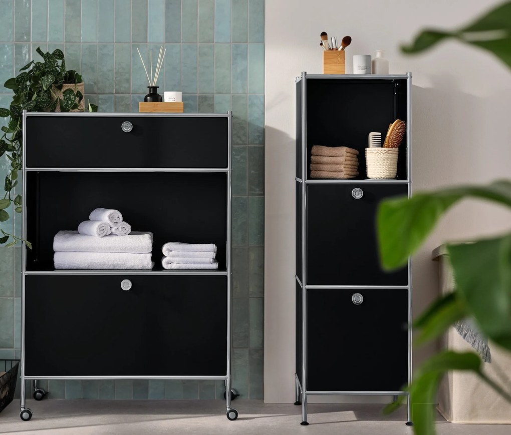 Úzka kovová komoda »CN3« s 2 výklopnými priečinkami