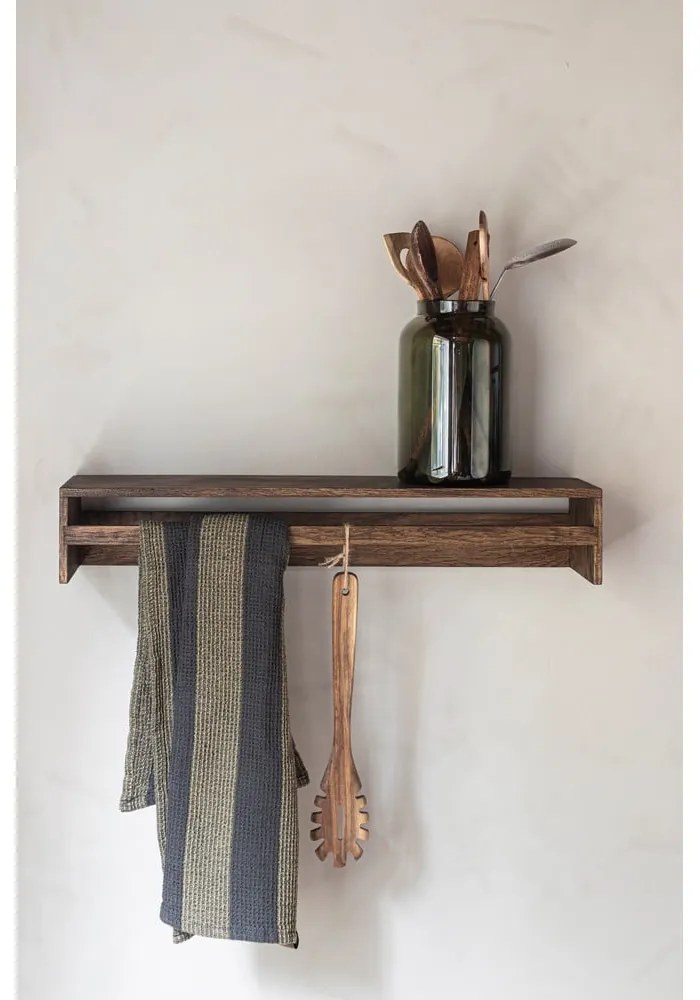 Hnedý nástenný vešiak z dubového dreva s poličkou 60 cm Showcase – Mette Ditmer Denmark