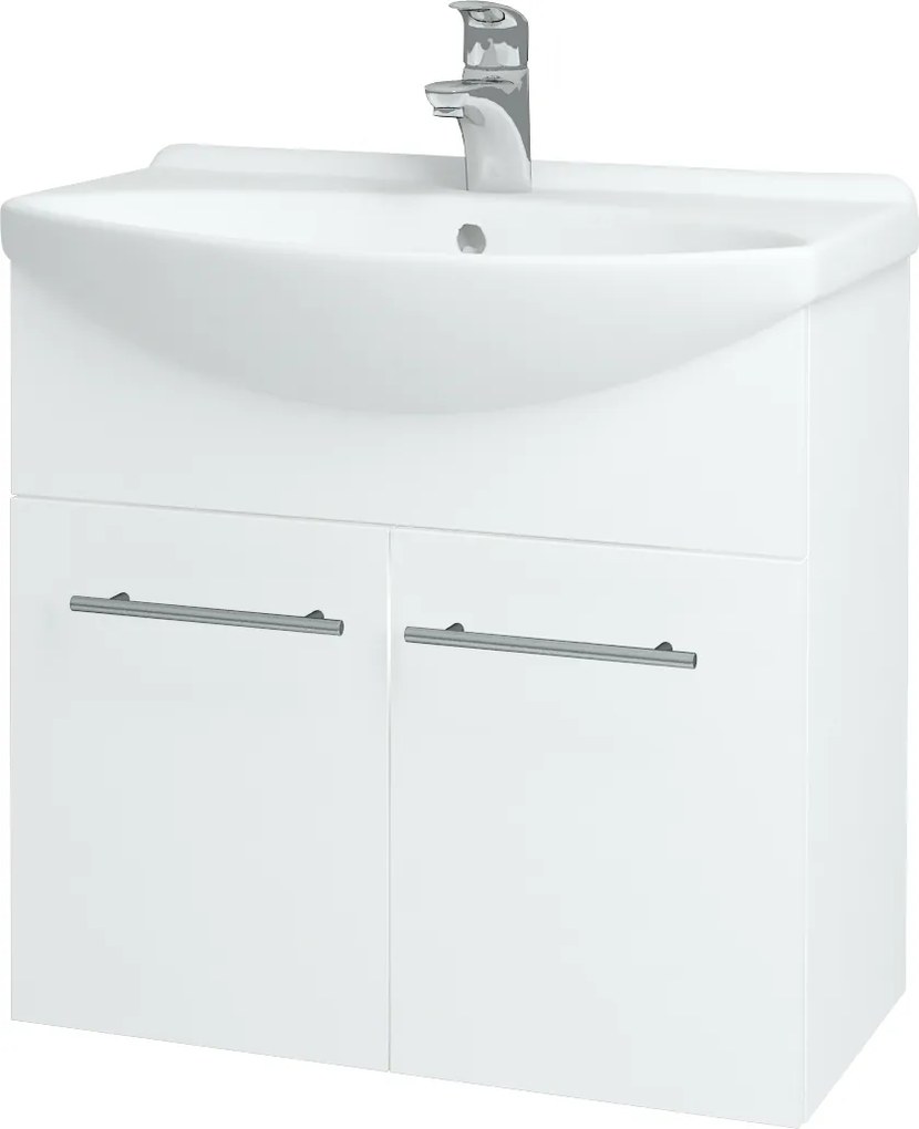 Dřevojas - Koupelnová skříň TAKE IT SZD2 65 - N01 Bílá lesk / Úchytka T02 / N01 Bílá lesk (133580B)