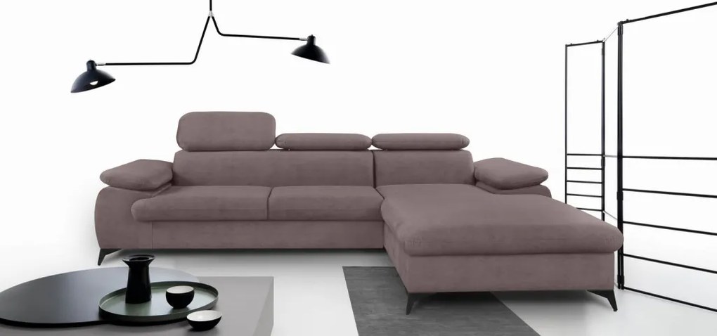 Rohová sedacia súprava Scala, staroružová látka, pravý roh