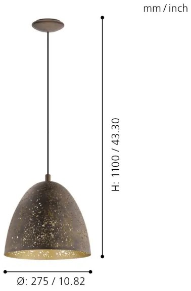 Eglo 49814 - Závesné svietidlo SAFI 1xE27/60W