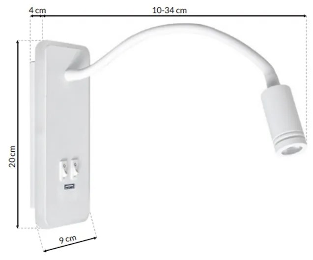 Nástenné LED svietidlo Base, 1x LED 8+2w, 4000k, w, vypínač
