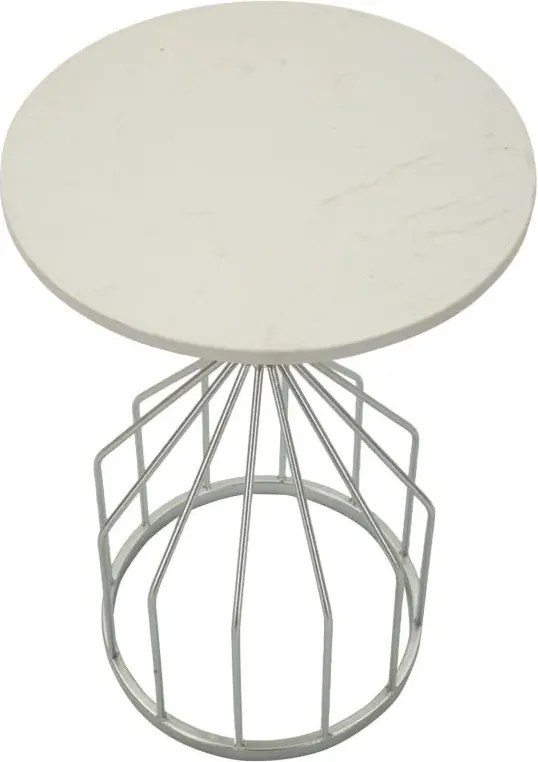Odkladací stolík Cup 37 cm mramor/strieborný