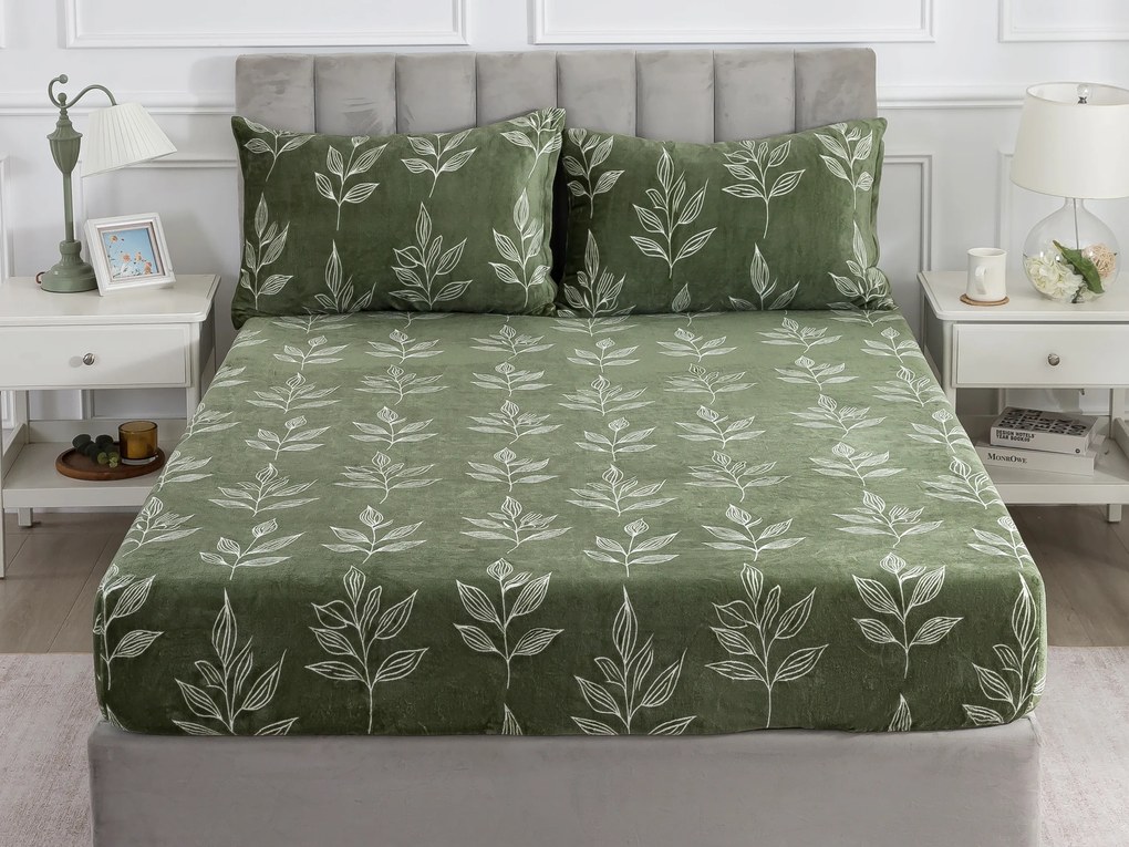 XPOSE® Mikroplyšová plachta RASTLINY Exclusive 180x200 cm