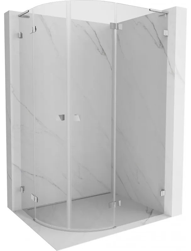 Mexen Lunar, L pravý polkruhový sprchový kút 100 x 80 cm, 8mm číre sklo, chrómový profil, 833L-100P-080L-01-00