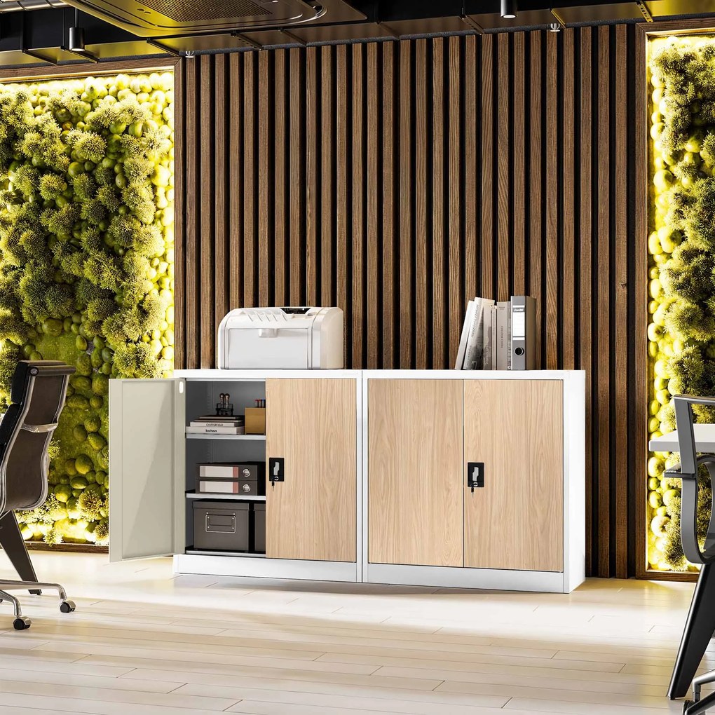 Skrinka na dokumenty, nízka, biela/dub Sonoma, 900x930x400 mm: BEATA Eco Design