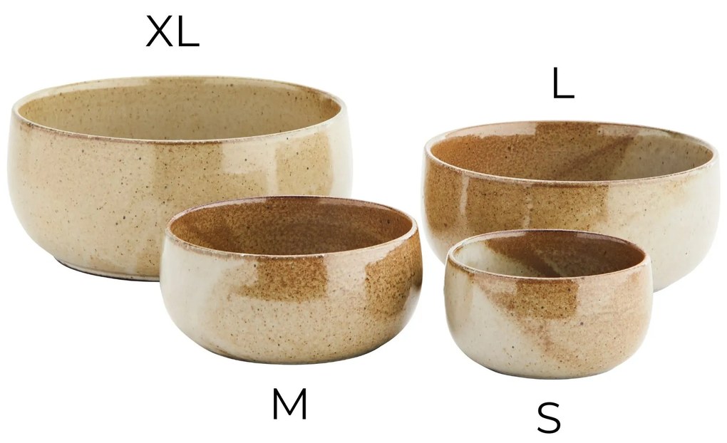 MADAM STOLTZ Kameninová misa Light brown/Greige L