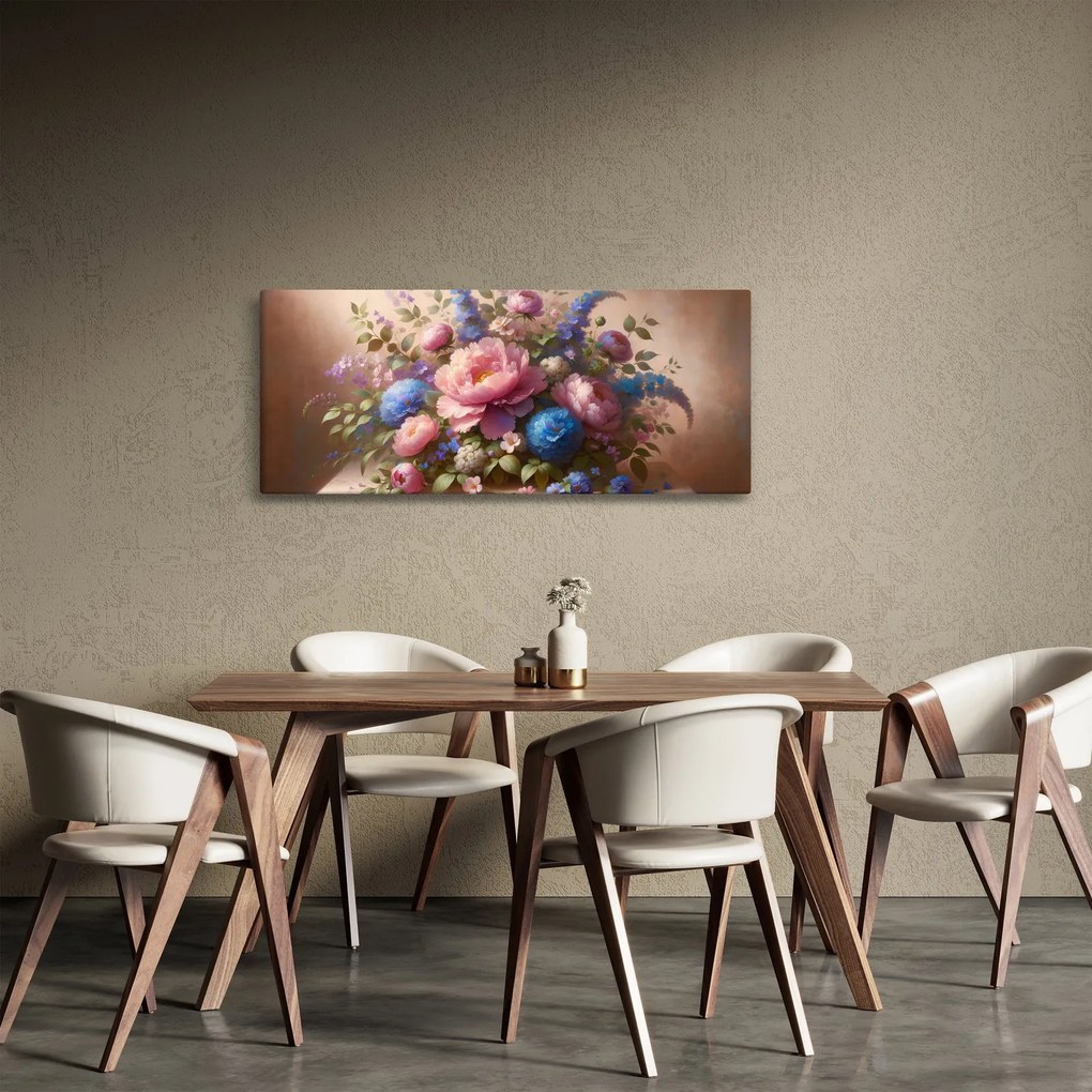 Obraz - Stôl plný kvetov (120x50 cm)