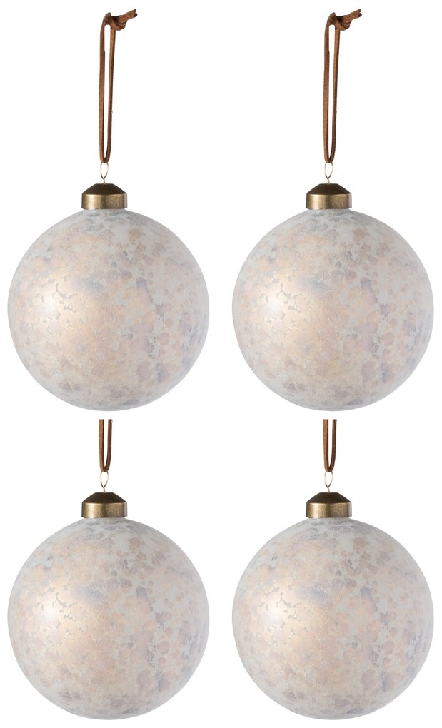 Sada 4ks béžových leopardích vianočných sklenených gulí - Ø 10 cm