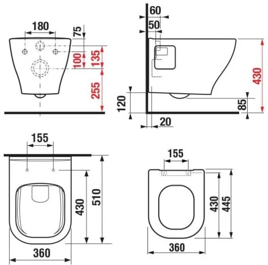 JIKA H8666160000001 - Závesné WC DEEP + WC sedadlo SoftClose DEEP