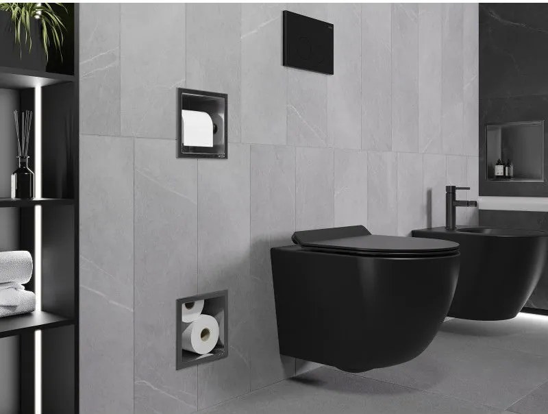 Mexen X-Wall-BP, zapustený držiak na toaletný papier so zásobníkom, grafitová matná - 19E4