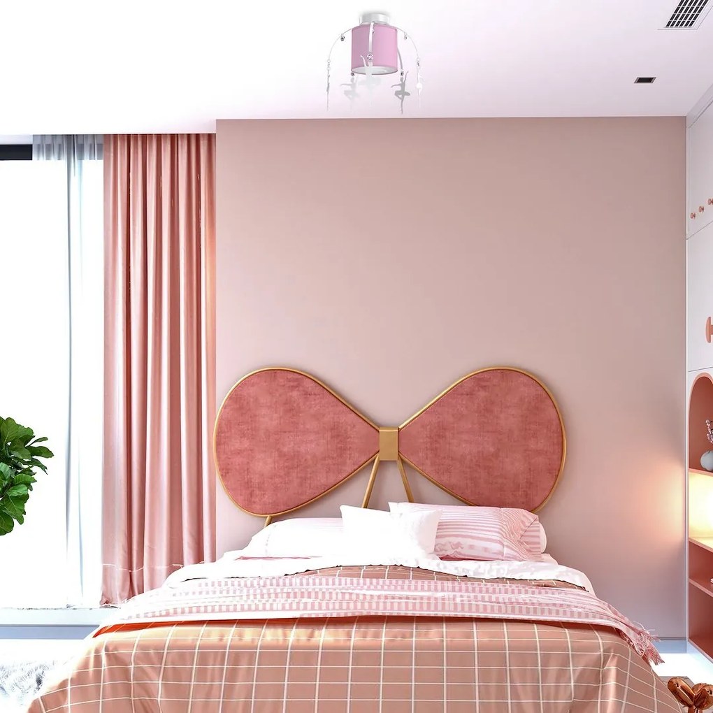 EUlight Detské stropné svietidlo Baletnica white, 1x ružové textilné tienidlo, w