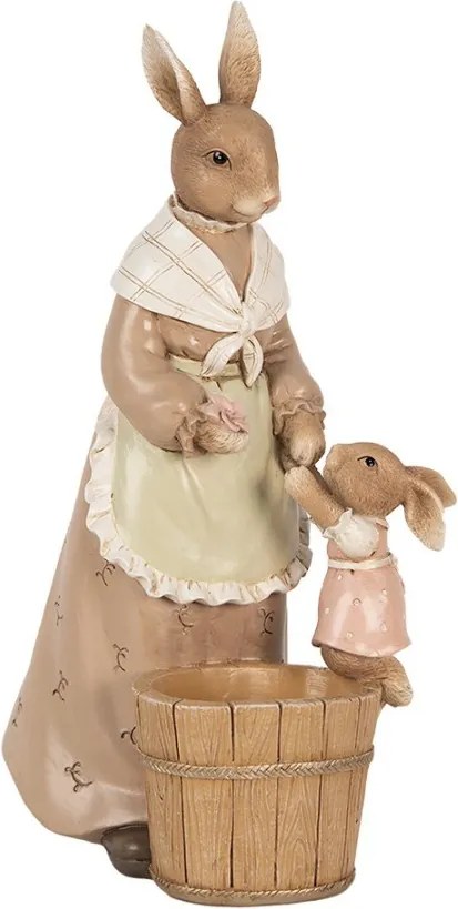 Dekorácia králičia žena v šatách s malým králikom - 13*10*24 cm