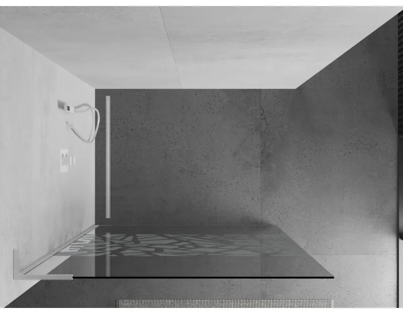 Mexen Kioto L, sprchová zástena Walk-In 90 x 200 cm, 8mm číre sklo biely vzor, biely profil, 800-090-103-20-85