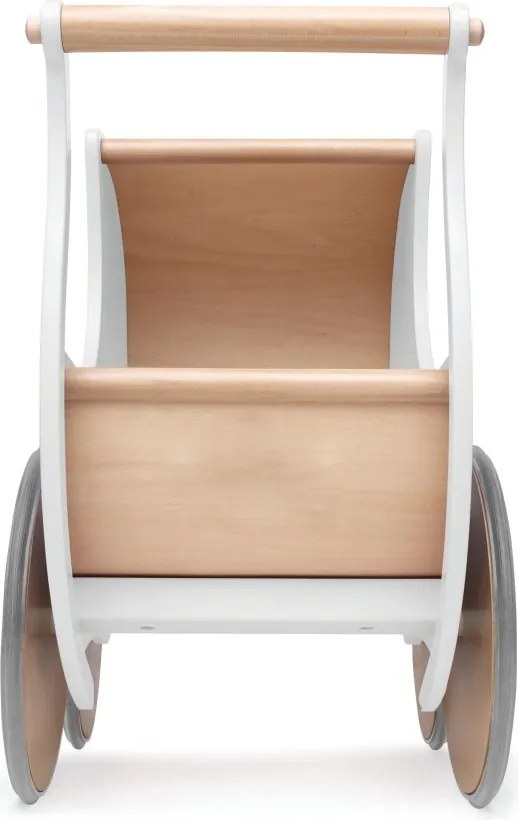Drevený kočík pre bábiky a nácvik chôdze biela