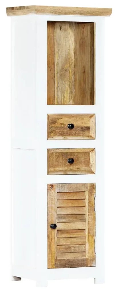 vidaXL Vysoká skrinka biela a hnedá 40x30x128 cm masívne surové mangovníkové drevo