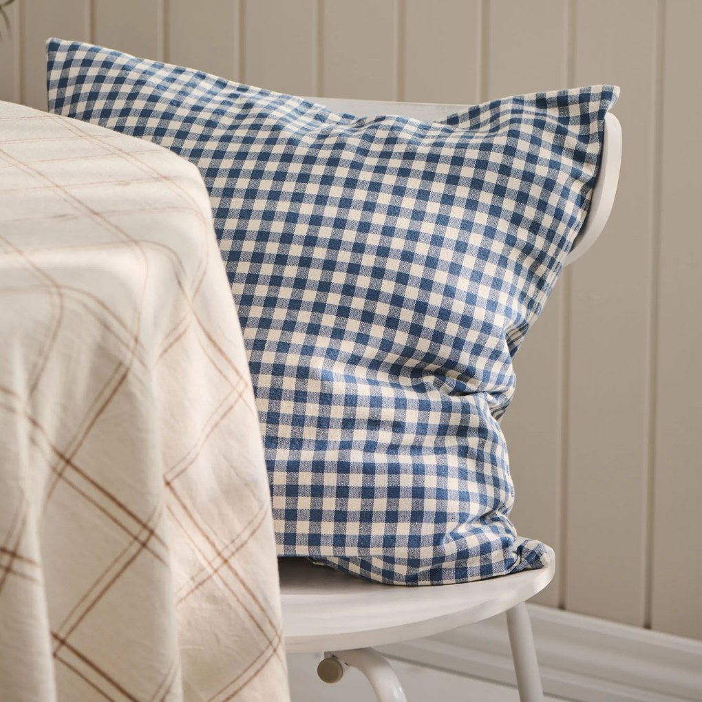 Ib Laursen Poťah na vankúš Lucas Dark Blue Small Checks 50 × 50 cm