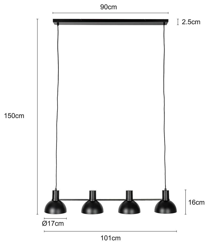 Lucande Mostrid závesná lampa, čierna, 4-plameňová