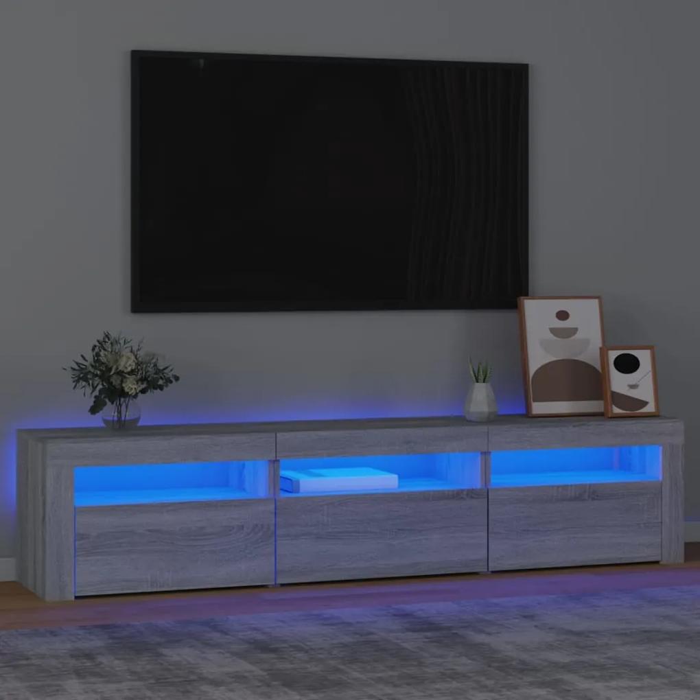TV skrinka s LED svetlami sivý dub sonoma 180x35x40 cm
