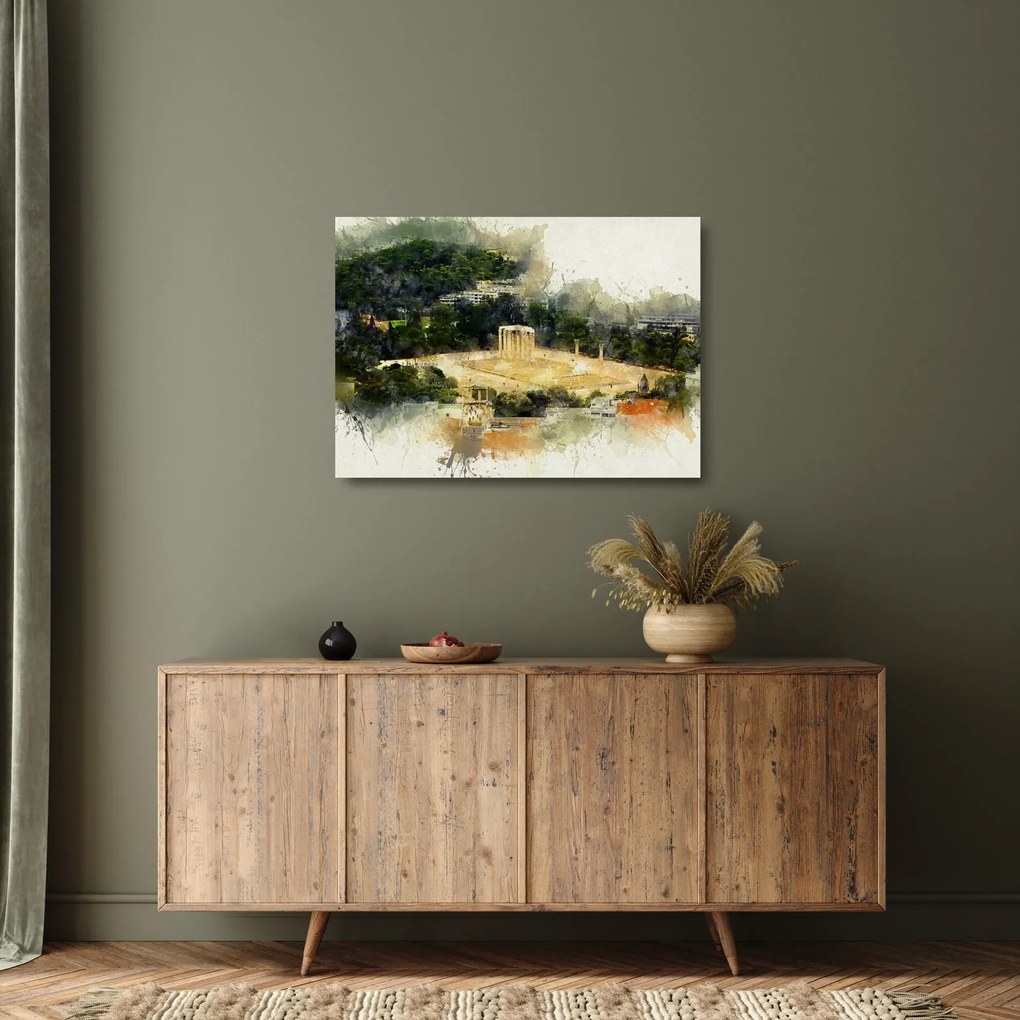 Sklenený obraz - Chrám Dia, Atény, Grécko (70x50 cm)