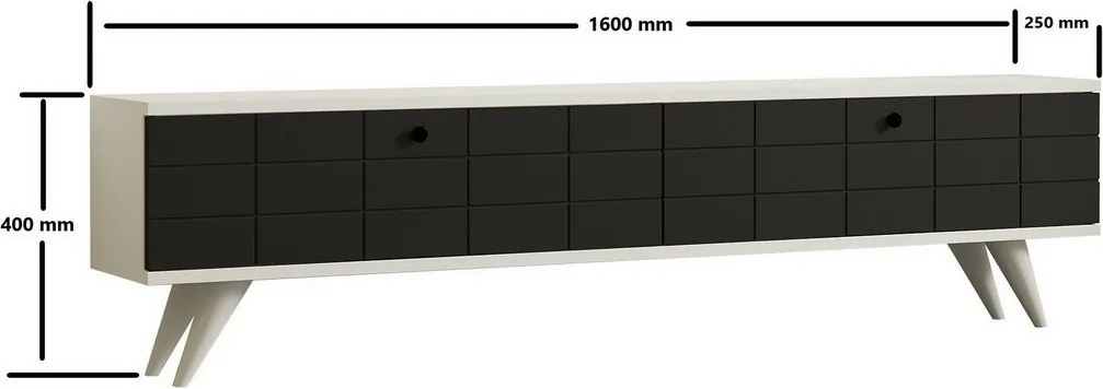 Televízny stolík Alberi v bielej a antracitovejfarbe