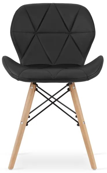 Set troch jedálenských stoličiek LAGO ekokoža čierne (hnedé nohy) (3ks)