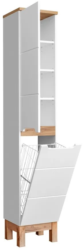 Koupelnová sestava Bali 80 cm se skříňkami, zápustným umyvadlem a zrcadlem bílá/dub wotan