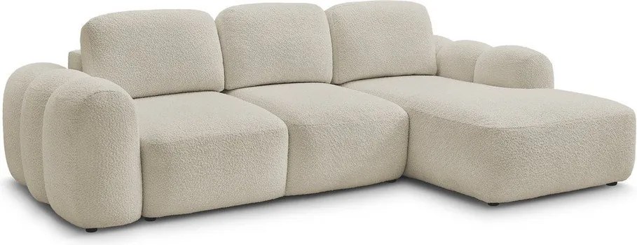 Béžová rozkladacia/s úložným priestorom rohová pohovka z textílie buklé (pravý roh/s leňoškou) Montaigne – Bobochic Paris