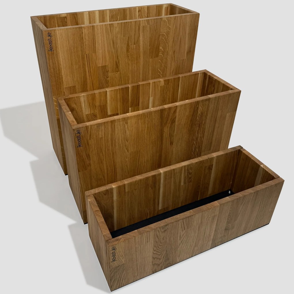 Dekorstudio Elegantný drevený dubový kvetináč do interiéru aj exteriéru 60x60x20cm