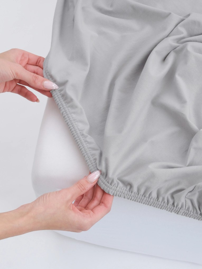 Jersey plachta s elastanom Deluxe 140 × 200 cm – svetlosivá