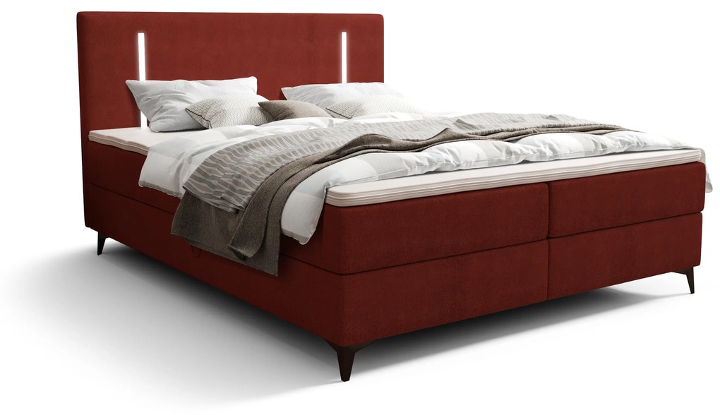 Jednolôžková posteľ 120 cm Ortega Bonell (červená) (s roštom, s úl. priestorom) (s LED osvetlením). Vlastná spoľahlivá doprava až k Vám domov. 1082607