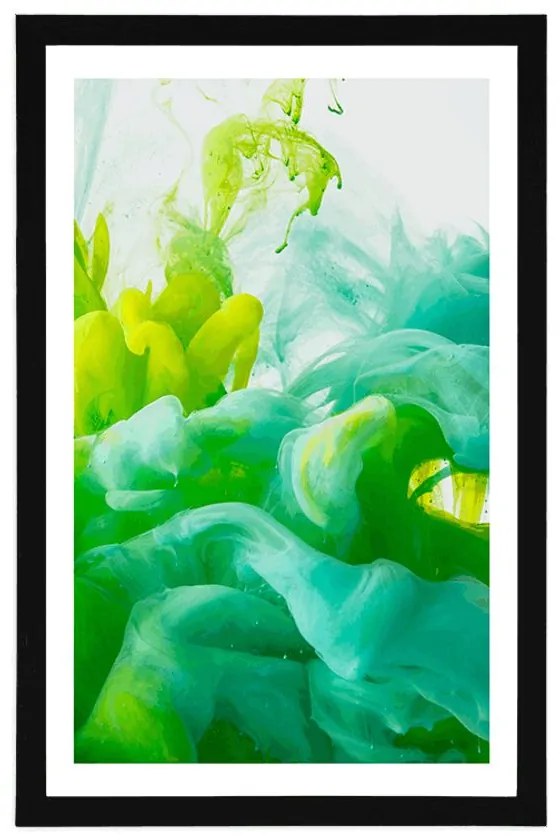 Plagát s paspartou atrament v zelených odtieňoch - 30x45 white