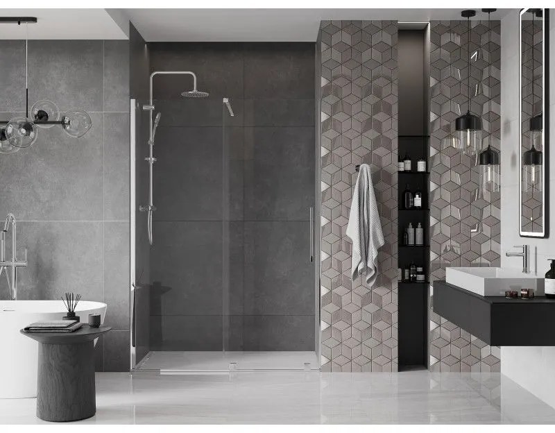 Mexen Velar, posuvné dvere do otvoru 140x200 cm, 8mm číre sklo, chrómový profil, 871-140-000-01-01