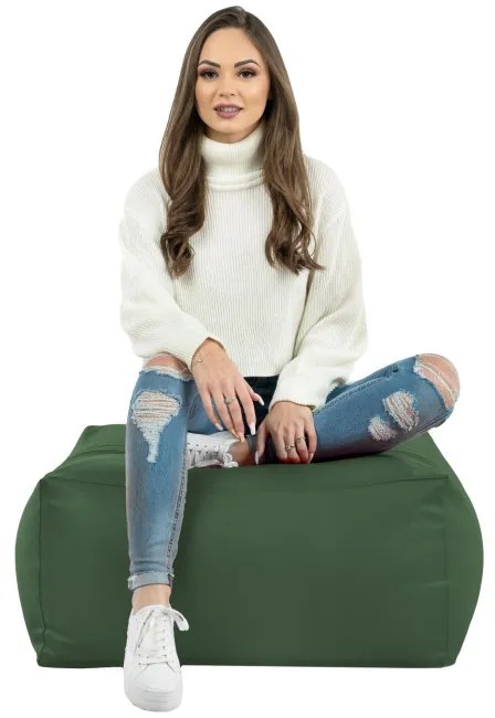 Taburetka tmavozelená kocka ekokoža