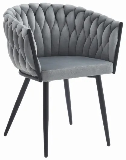 TRENDIE Zamatová jedálenská stolička Monterrey svetlo sivá